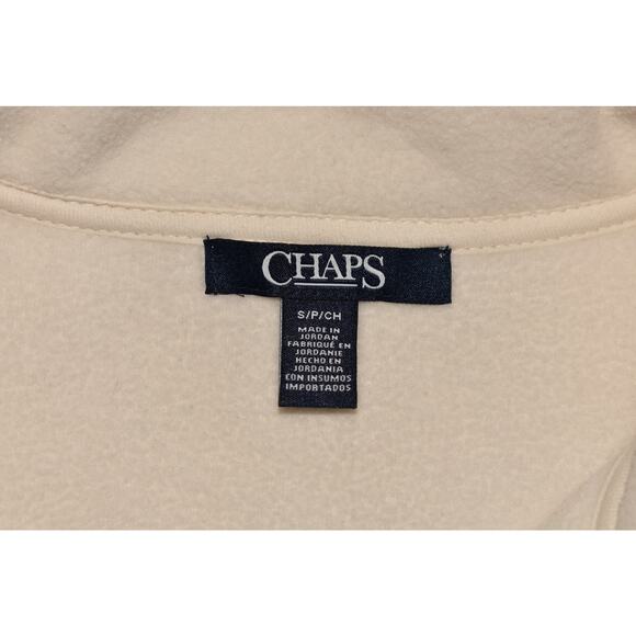 CHAPS $60 Ivory Fleece Zip Up Vest‎ Stand Collar Utility Pockets Small - Picture 3 of 3